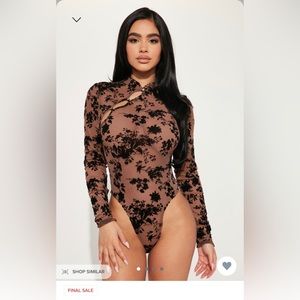 Fashion Nova Floral Mesh Bodysuit